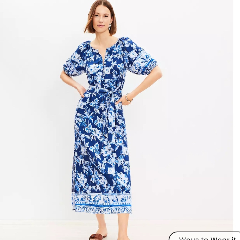LOFT Blue Floral Maxi Dress